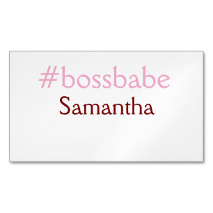 Bossbabe hashtag light pink add name girl boss  magnetic business card