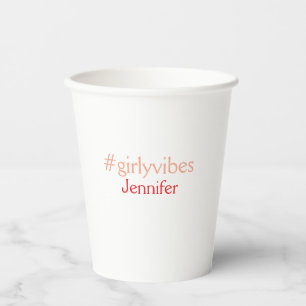 Bossbabe hashtag light pink add name girl boss  paper cups
