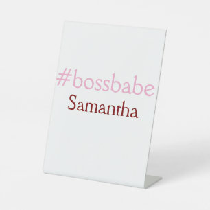 Bossbabe hashtag light pink add name girl boss  pedestal sign