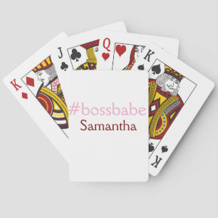 Bossbabe hashtag light pink add name girl boss playing cards