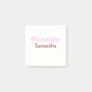 Bossbabe hashtag light pink add name girl boss post-it notes