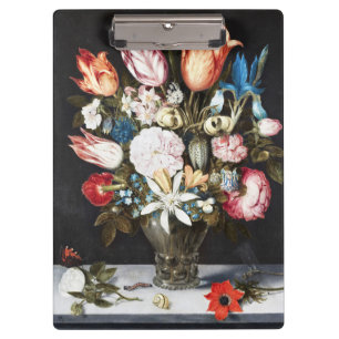 Bosschaert Flower in Glass Baroque Floral Painting Clipboard
