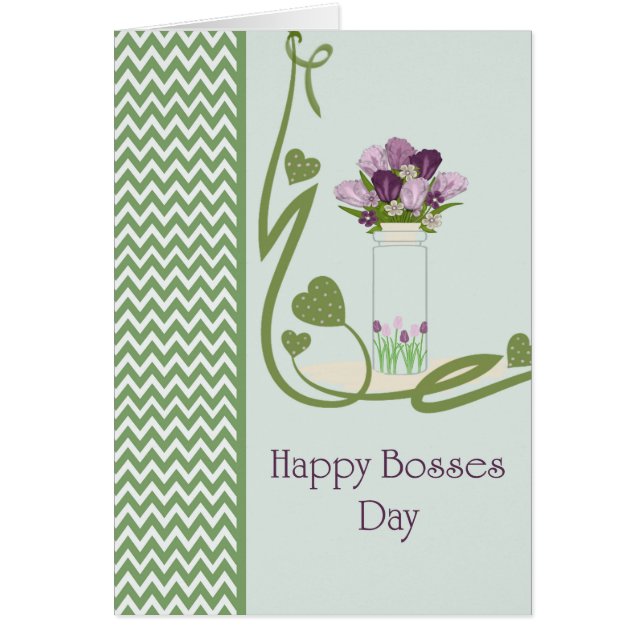 Bosses Day Card with a Container of Pretty Tulips (Front)