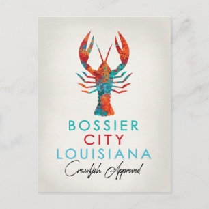 Bossier City Louisiana Crawfish Bright Postcard