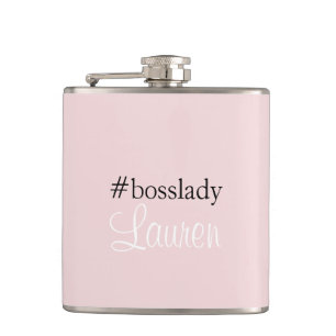 #Bosslady   Pink   Calligraphy   Custom Name Hip Flask