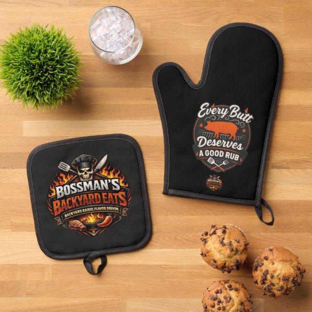 Bossman's Every Butt Deserves a Good Butt Rub  Oven Mitt & Pot Holder Set (Top Down)