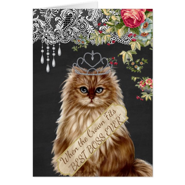 Boss's Day Card Diva Cat Crown (Front)