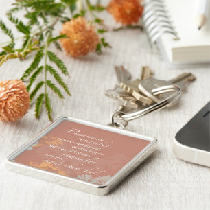 Boss's Day Wild Flower Silhouettes on Brown Key Ring