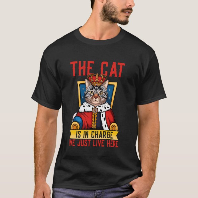 Bossy Cat Rules Funny Feline Attitude T-Shirt (Front)