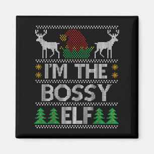 Bossy Elf Matching Family Group Christmas Party Pa Magnet