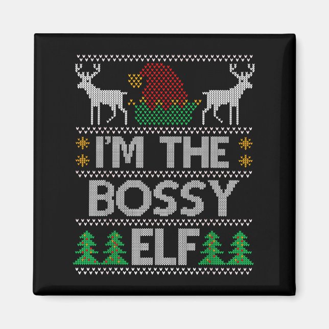 Bossy Elf Matching Family Group Christmas Party Pa Magnet (Front)