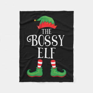Bossy Elf Matching Group Xmas Funny Family Christm Fleece Blanket