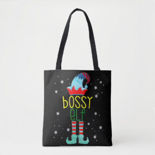 Bossy Elf Merry Christmas Advent Family Xmas Tote Bag