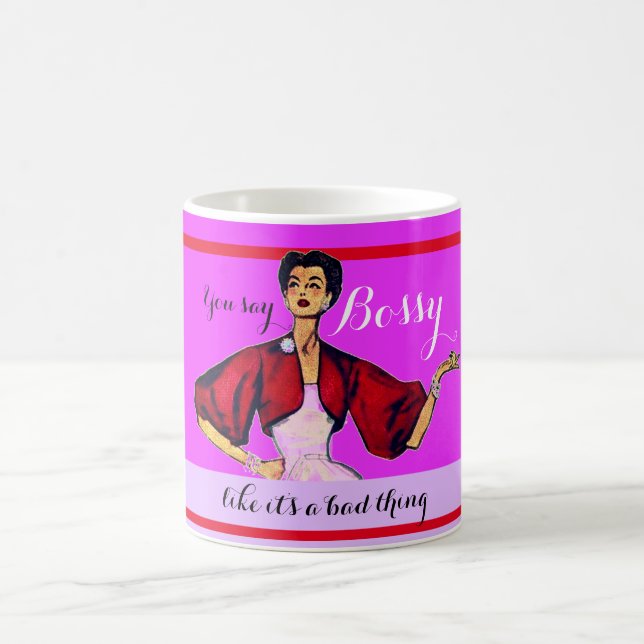 Bossy Gal Retro Magenta Coffee Mug (Center)