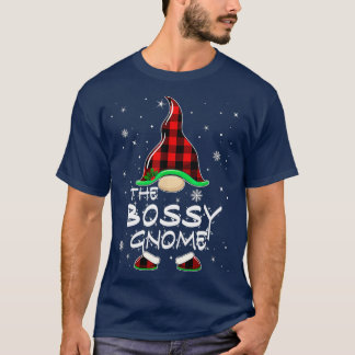 Bossy Gnome Buffalo Plaid Matching Family Christma T-Shirt