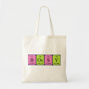 Bossy periodic table name tote bag