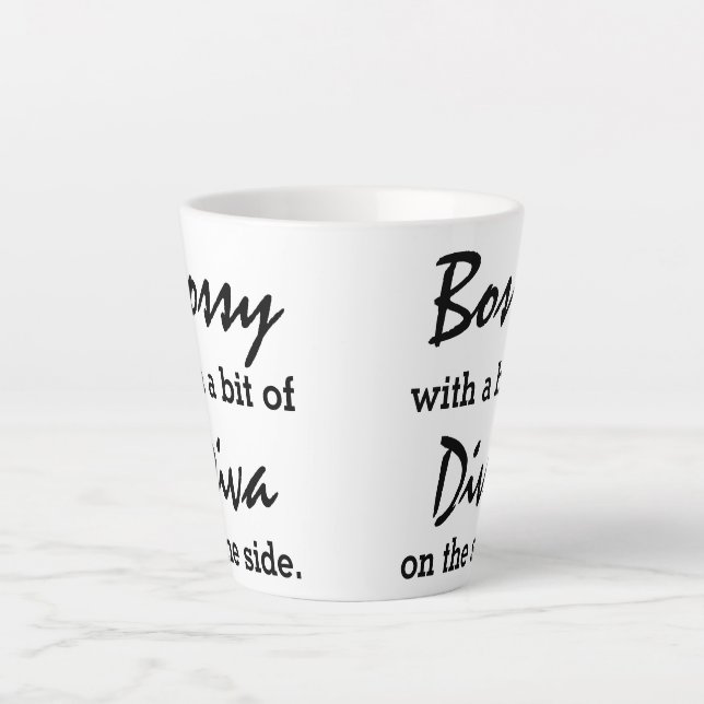 Bossy With A Bit Of Diva Modern Trendy  Latte Mug (Front)