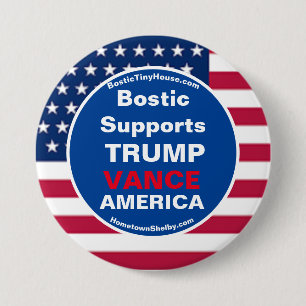 Bostic Supports TRUMP VANCE AMERICA 7.5 Cm Round Badge