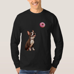 Bostie Staring At Doughnut, Funny Boston Terrier T-Shirt