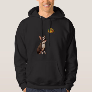 Bostie Staring At Tacos, Funny Boston Terrier Hoodie
