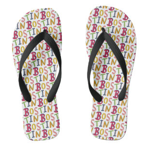 Bostin Black Country Word Flip Flop Beach Footwear