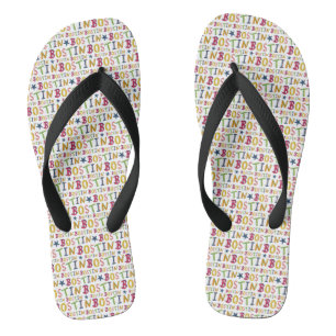 Bostin Black Country Word Flip Flop Beach Footwear