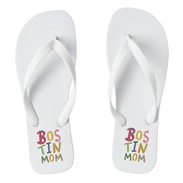 Bostin Mom Black Country Flip Flops Beach Footwear (Footbed)