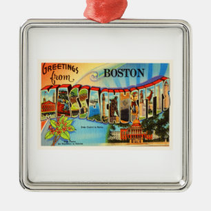 Boston #2 Massachusetts MA Vintage Travel Souvenir Metal Tree Decoration