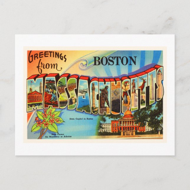 Boston #2 Massachusetts MA Vintage Travel Souvenir Postcard (Front)