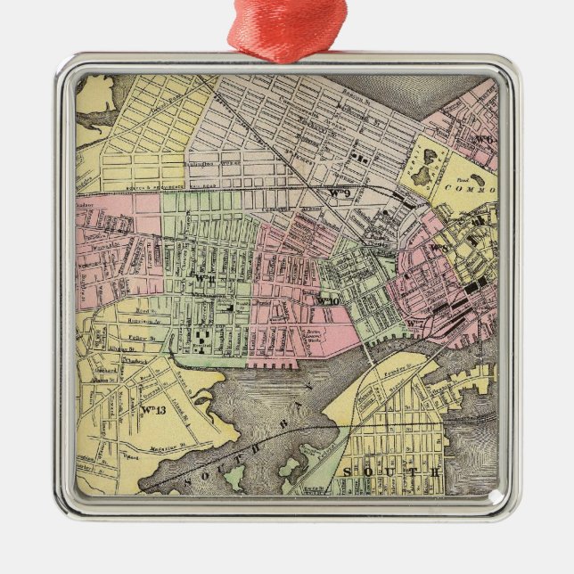 Boston 3 metal tree decoration (Front)