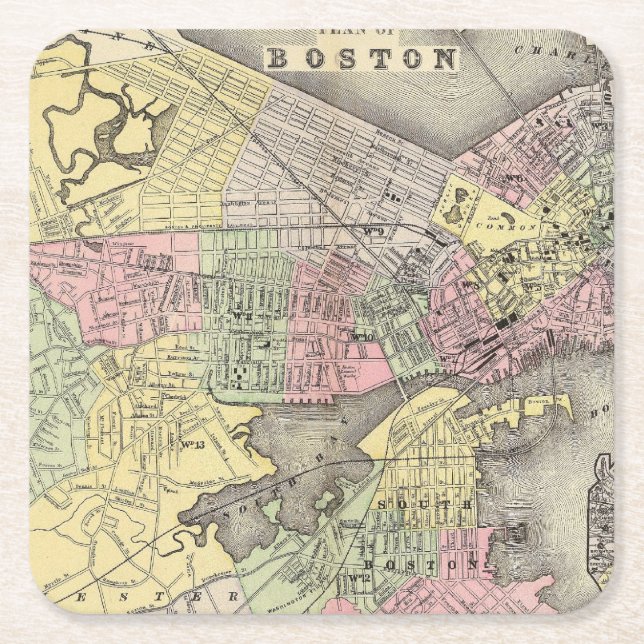 Boston 3 square paper coaster (Front)