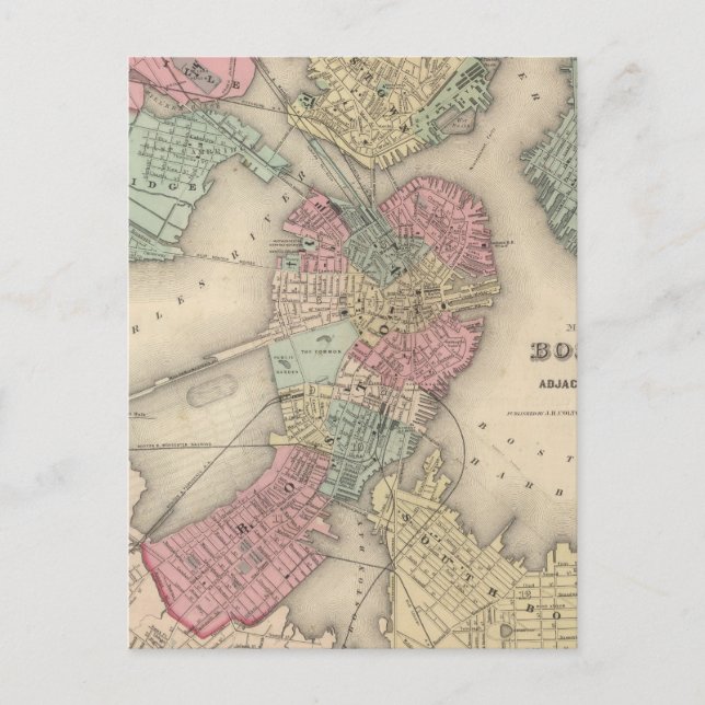 Boston and Adjacent Cities Postcard (Front)