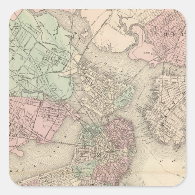 Boston and Vicinity Square Sticker (Front)