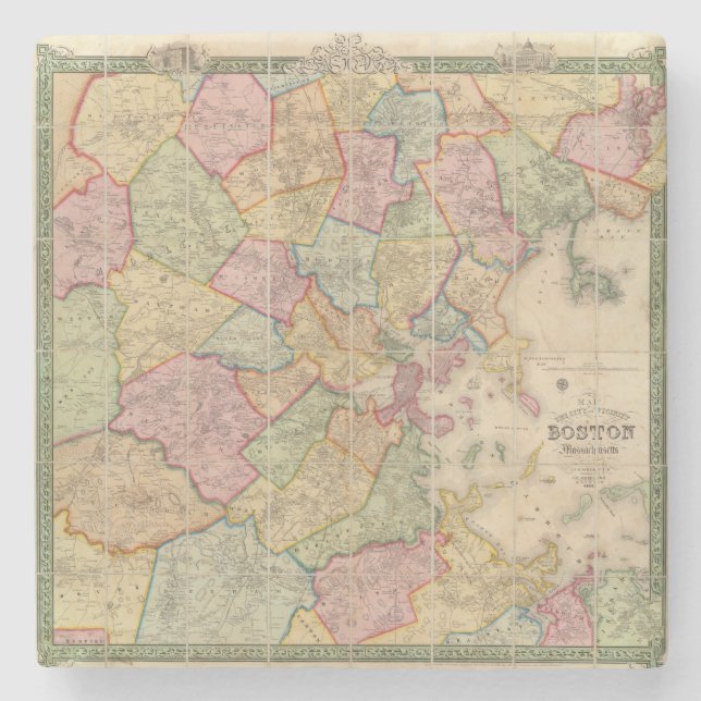 Boston and vicinity stone coaster (Front)