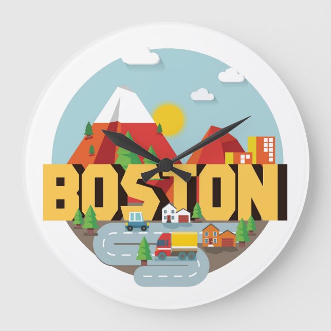 Boston As A Destination Large Clock (Front)