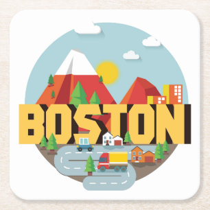 Boston As A Destination Square Paper Coaster