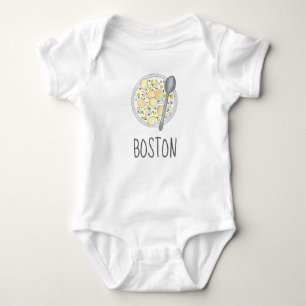 BOSTON Baby Massachusetts Clam Chowder Foodie Soup Baby Bodysuit