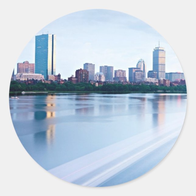 Boston Back bay across Charles River Classic Round Sticker (Front)