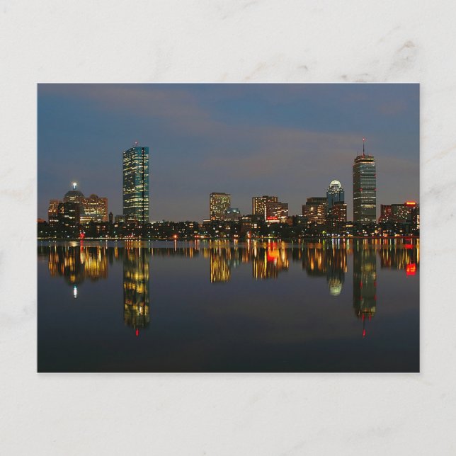 Boston Backbay at Night Postcard (Front)