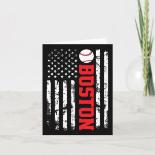 Boston Baseball Usa Flag  Card
