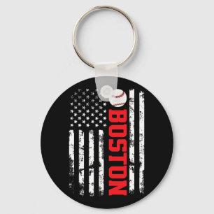Boston Baseball Usa Flag Key Ring