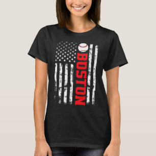 Boston Baseball Usa Flag T-Shirt