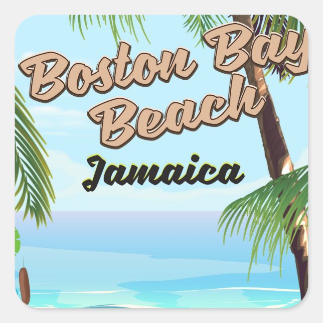 Boston bay beach, Jamaica Square Sticker (Front)