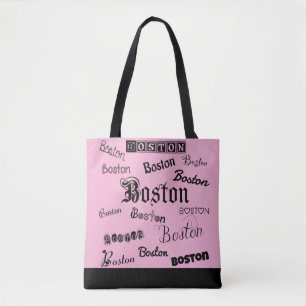 Boston Black Fonts Tote Bag