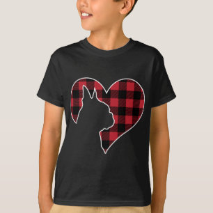 Boston Bostie Terrier Dog Christmas Buffalo Plaid  T-Shirt