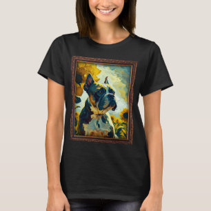Boston Boxer Painting Sunflower Flower Mum Women F T-Shirt