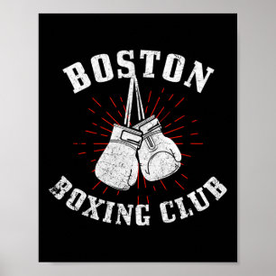 Boston Boxing Club Distressed Boxing Gloves Vintag Poster