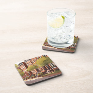 Boston Brownstones   Beacon Street Watercolor Coaster