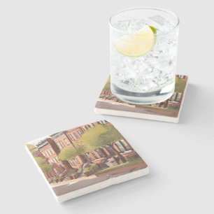 Boston Brownstones   Beacon Street Watercolor Stone Coaster