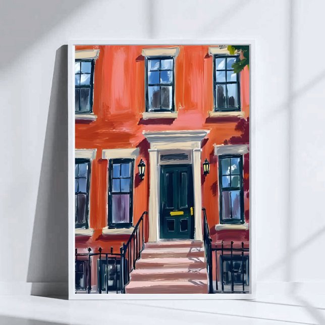 Boston Brownstones Massachusetts Watercolor Art Poster (Creator Uploaded)